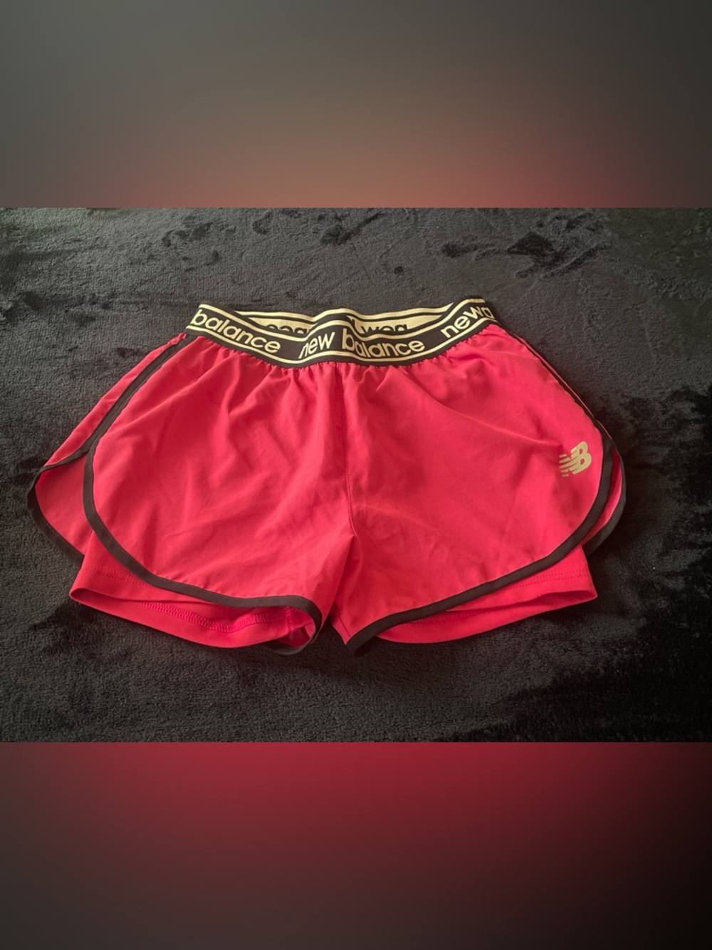 New Balance Pink Athletic Shorts with Blue Trim